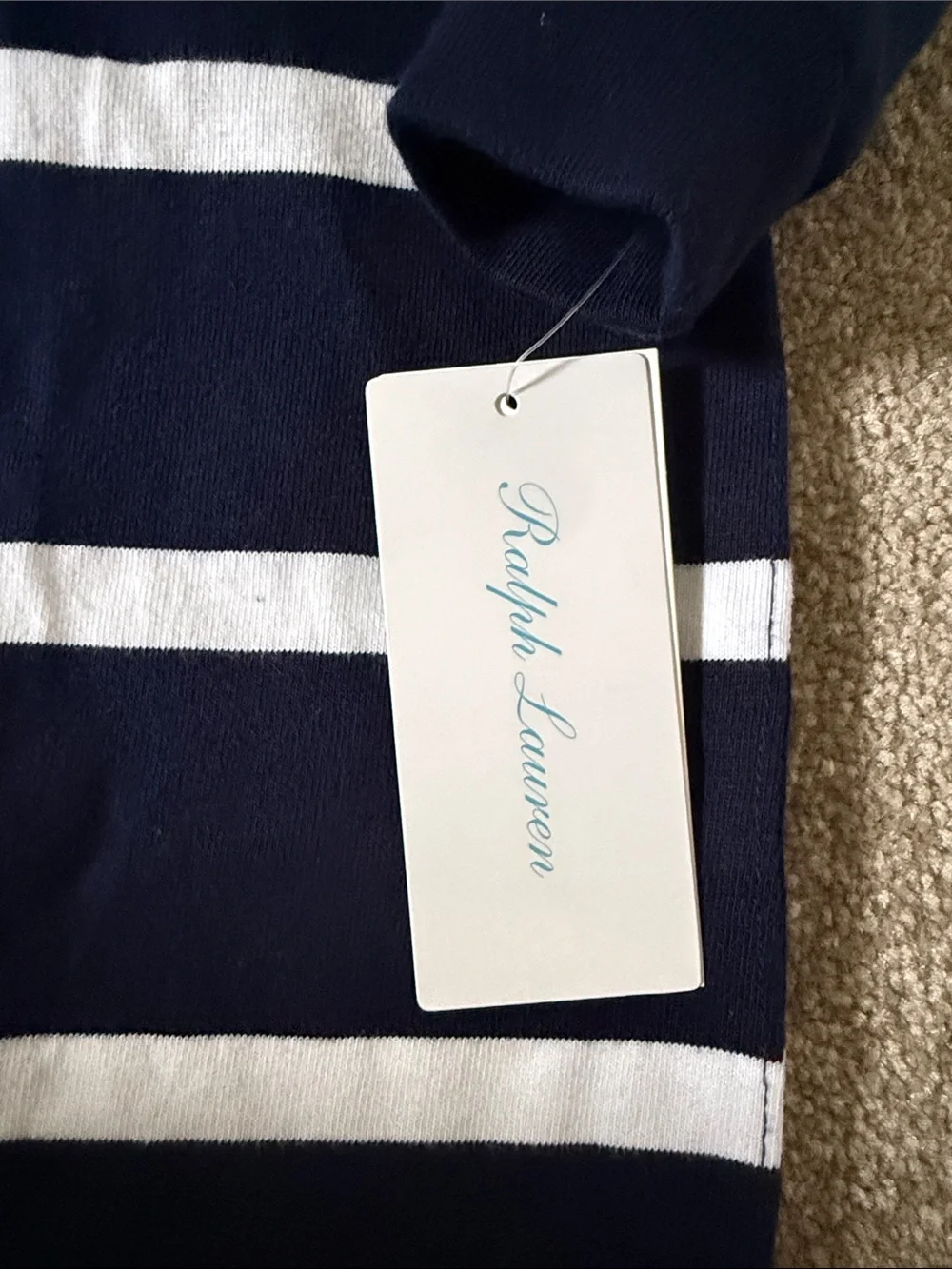 NWT Ralph Lauren Navy & White Striped Polo One-Piece 12M